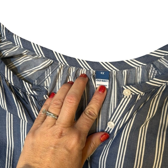 Old navy blue Striped tiered Button-Front All-Day Midi Swing Dress size 4X - Picture 4 of 10